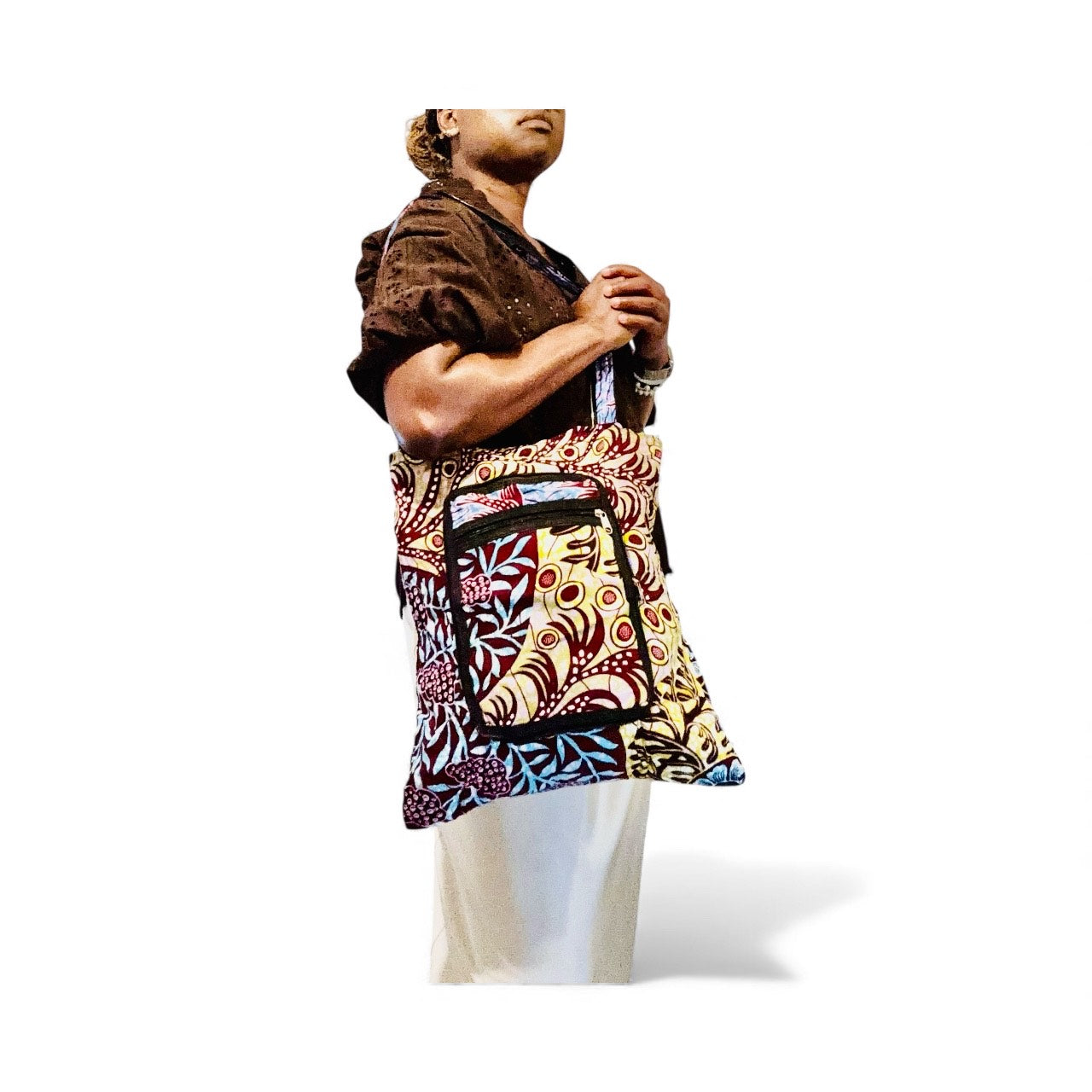 Handcrafted Printed Fabric tote bag  (Ubuntu 03)